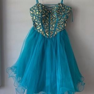 Dave & Johnny Turquoise Dress